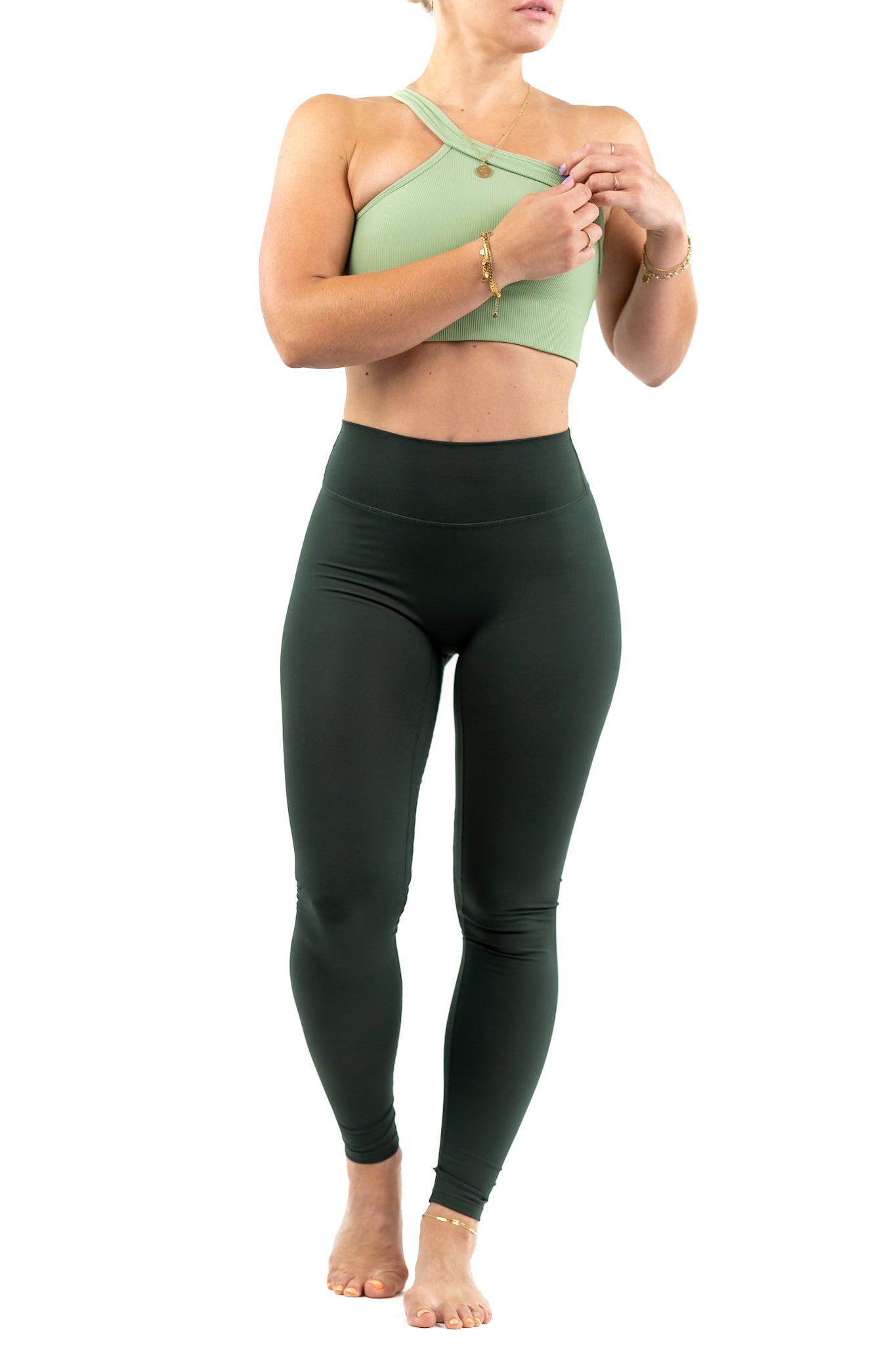 V Motion Full Length Tight - Oil Green