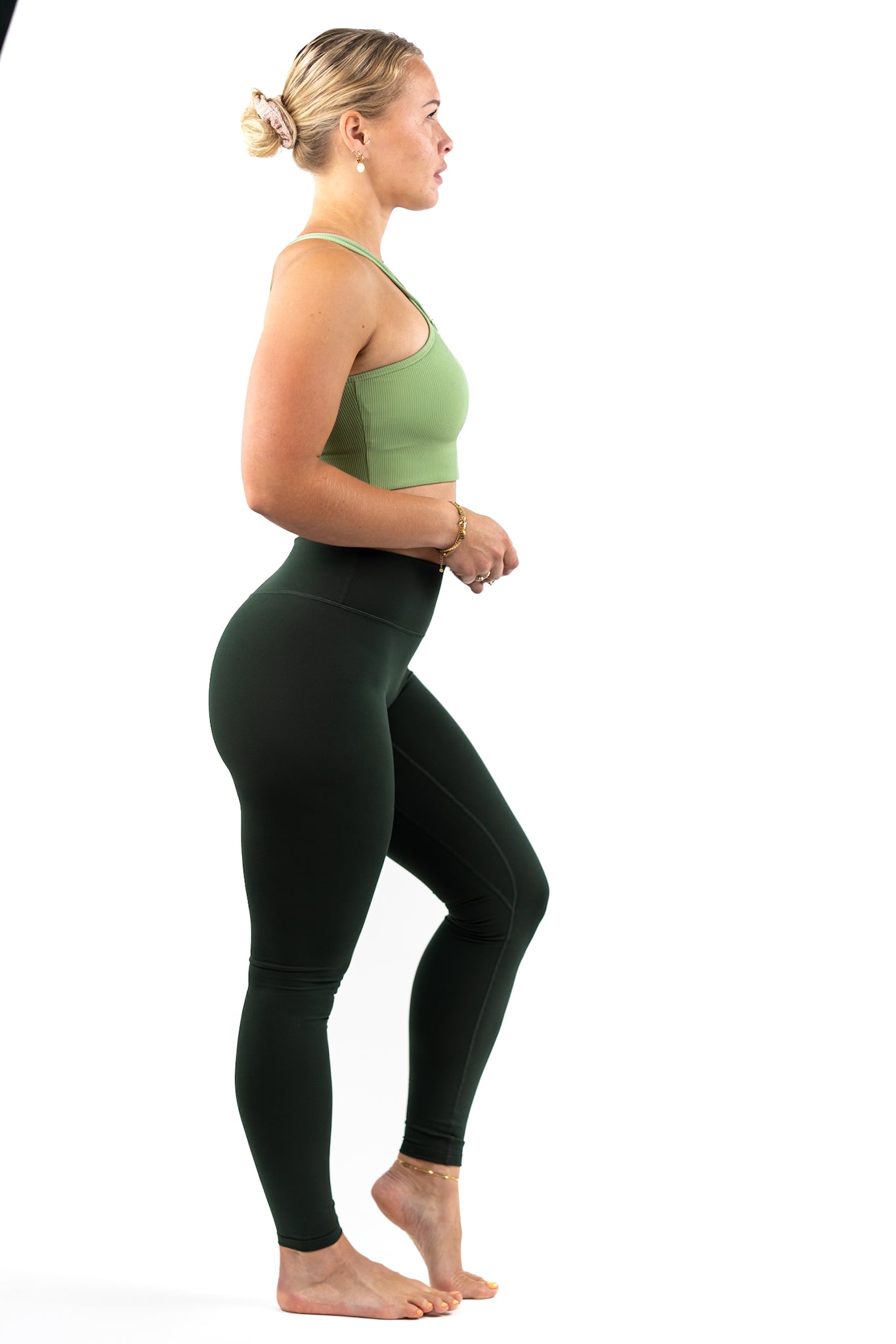 V Motion Full Length Tight - Oil Green