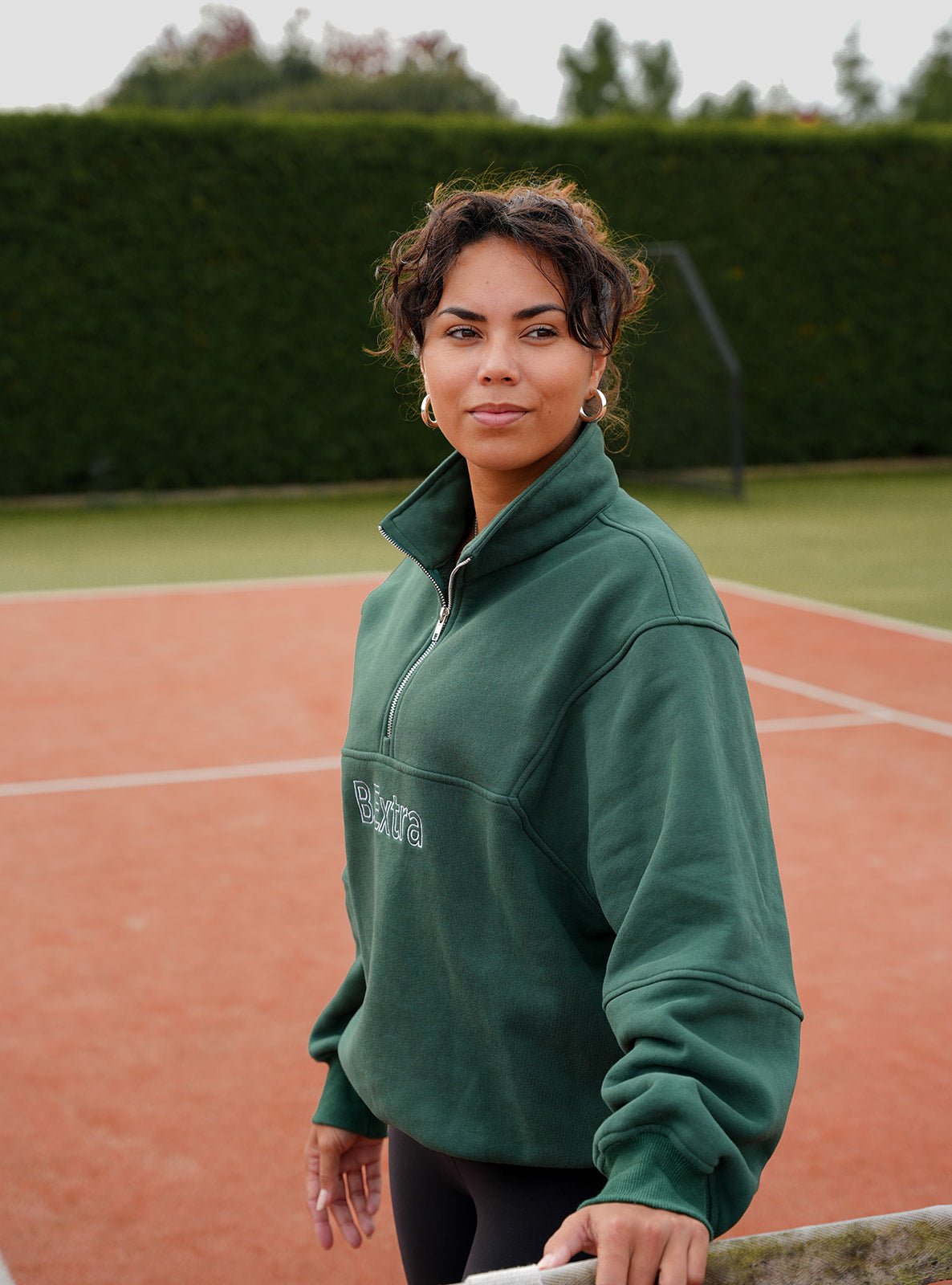 Green quarter hotsell zip sweatshirt